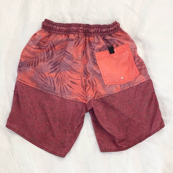 Neff Daily Hot Tub Surf Swim Board Shorts in Watercolor Palms Burgundy - Picture 3 of 12